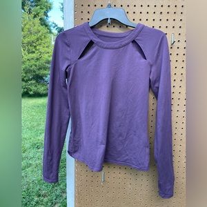 Purple mantra alo yoga long sleeve fitted top with cutouts size medium